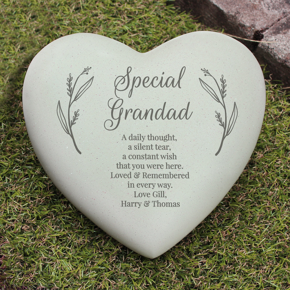 Personalised Free Text Heart Memorial - Memorials at Gift Moments