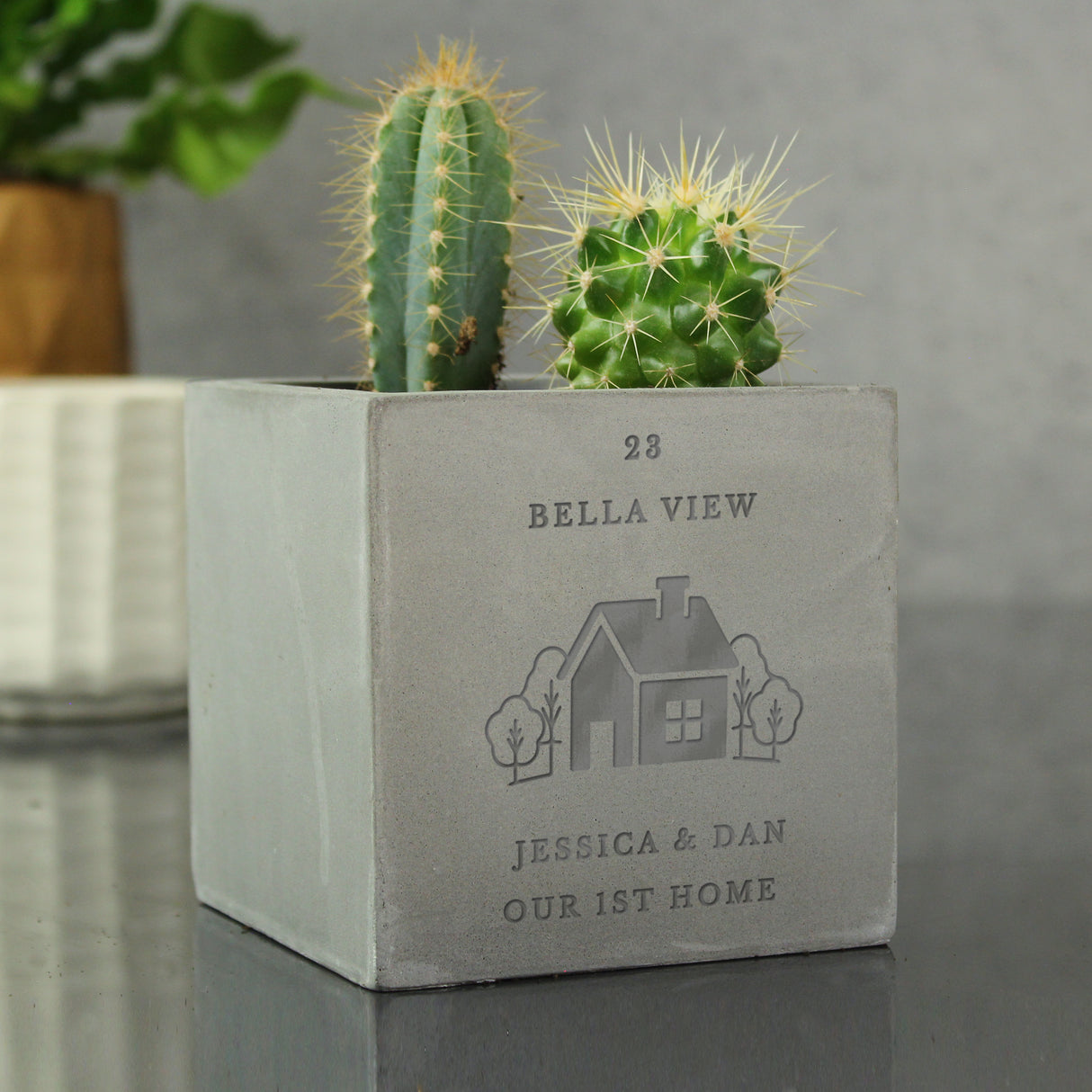 Personalised Our Home Concrete Plant Pot Default Title - Vases & Plant Pots at Gift Moments