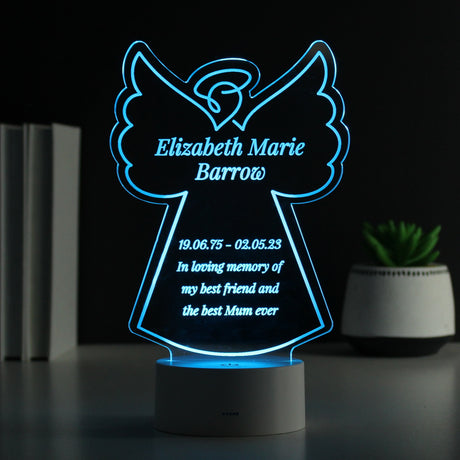 Personalised Free Text Angel Memorial Colour Changing LED Light - LED Lighting at Gift Moments