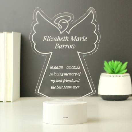 Personalised Free Text Angel Memorial Colour Changing LED Light - LED Lighting at Gift Moments