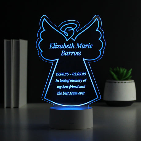 Personalised Free Text Angel Memorial Colour Changing LED Light - LED Lighting at Gift Moments