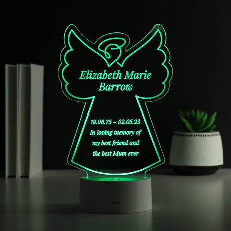 Personalised Free Text Angel Memorial Colour Changing LED Light - LED Lighting at Gift Moments