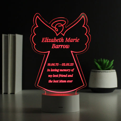 Personalised Free Text Angel Memorial Colour Changing LED Light - LED Lighting at Gift Moments