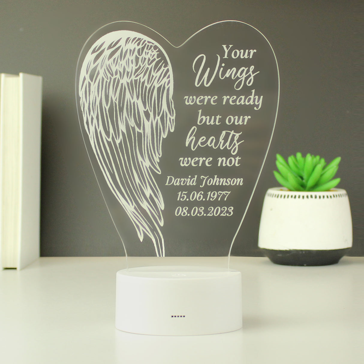 Personalised Angel Wings Memorial Colour Changing LED Light - LED Lighting at Gift Moments