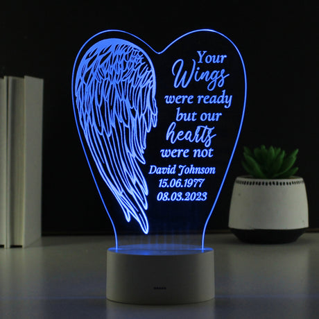 Personalised Angel Wings Memorial Colour Changing LED Light - LED Lighting at Gift Moments