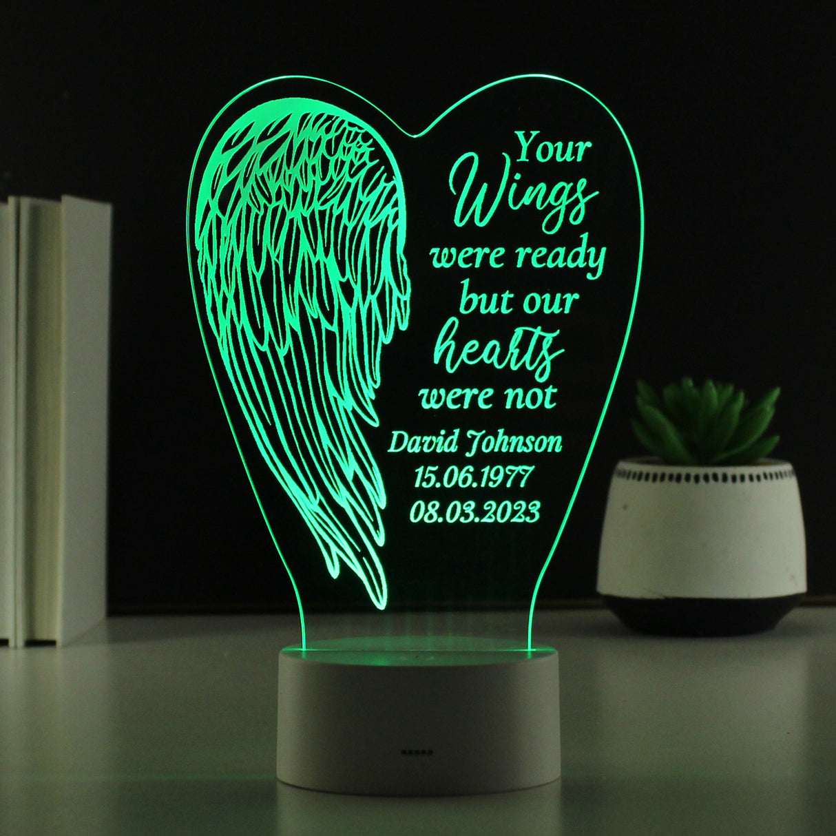 Personalised Angel Wings Memorial Colour Changing LED Light - LED Lighting at Gift Moments