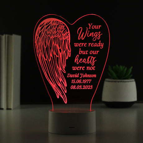 Personalised Angel Wings Memorial Colour Changing LED Light - LED Lighting at Gift Moments