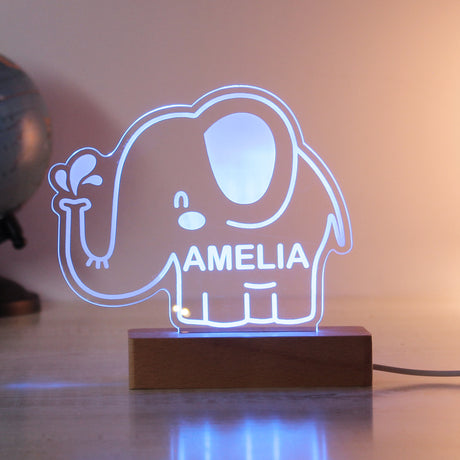 Personalised Elephant LED Light with Colour Changing Base: 5 - LED Lighting By Gift Moments