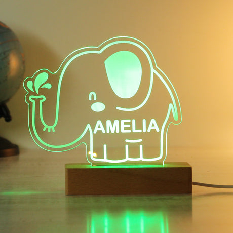 Personalised Elephant LED Light with Colour Changing Base: 6 - LED Lighting By Gift Moments