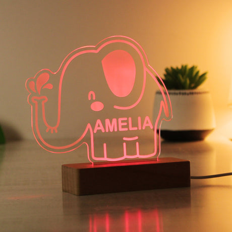 Personalised Elephant LED Light with Colour Changing Base: 7 - LED Lighting By Gift Moments