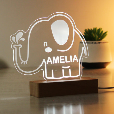 Personalised Elephant LED Light with Colour Changing Base: 8 - LED Lighting By Gift Moments