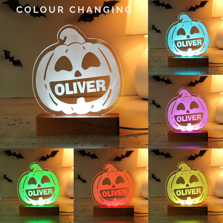 Personalised Pumpkin Wooden LED Light - LED Lighting at Gift Moments