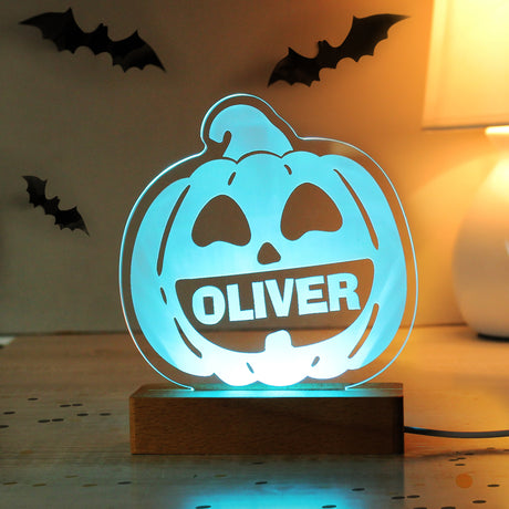 Personalised Pumpkin Wooden LED Light - LED Lighting at Gift Moments