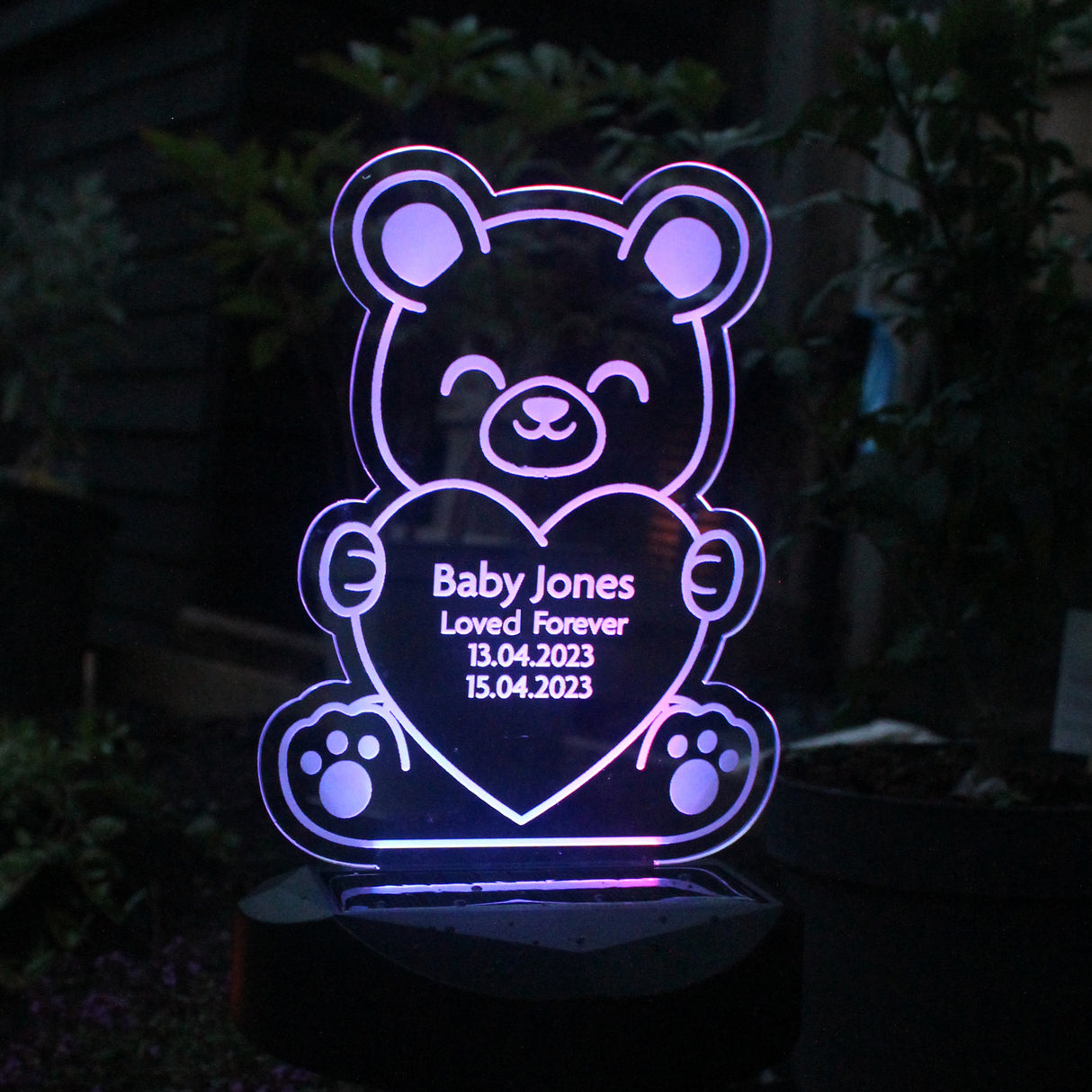 Personalised Bear Memorial Outdoor Solar Light - LED Lighting at Gift Moments