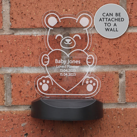 Personalised Bear Memorial Outdoor Solar Light - LED Lighting at Gift Moments