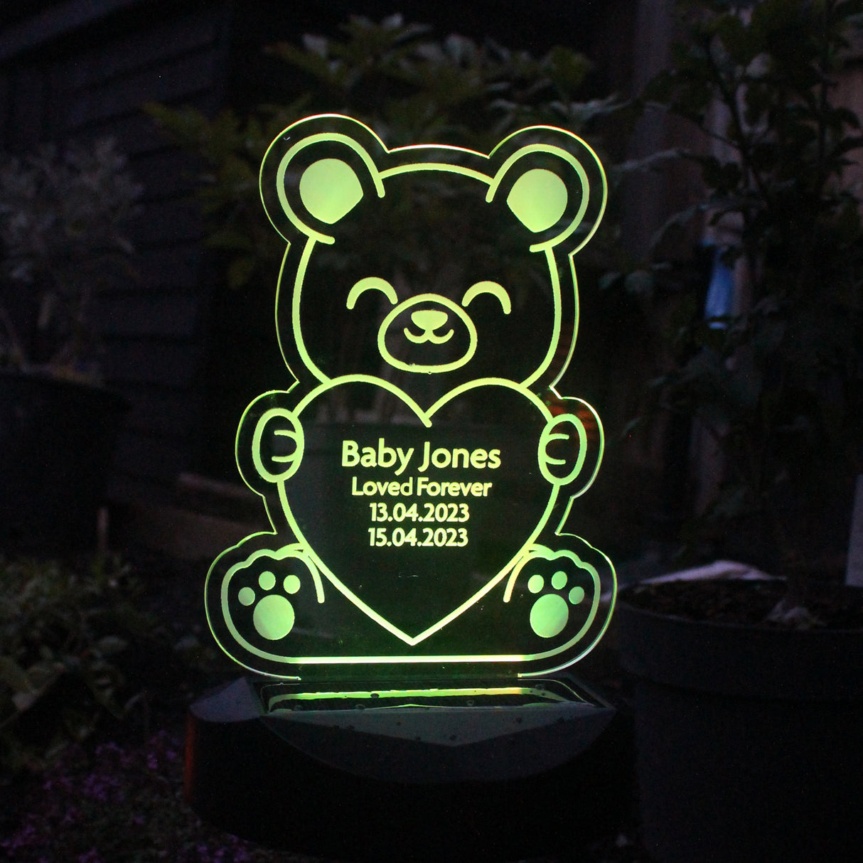 Personalised Bear Memorial Outdoor Solar Light - LED Lighting at Gift Moments