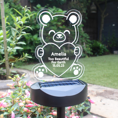 Personalised Bear Memorial Outdoor Solar Light - LED Lighting at Gift Moments