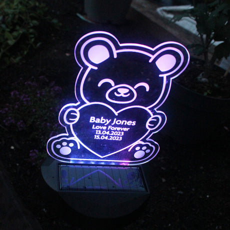 Personalised Bear Memorial Outdoor Solar Light - LED Lighting at Gift Moments