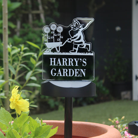 Personalised Gnome Garden Outdoor Solar Light - LED Lighting at Gift Moments