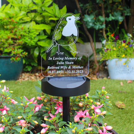 Personalised Robin Memorial Outdoor Solar Light - LED Lighting at Gift Moments