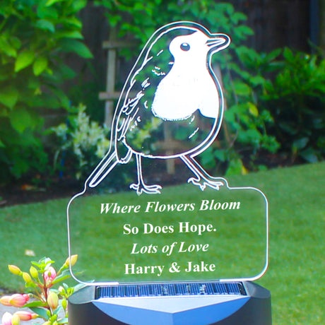 Personalised Robin Memorial Outdoor Solar Light - LED Lighting at Gift Moments