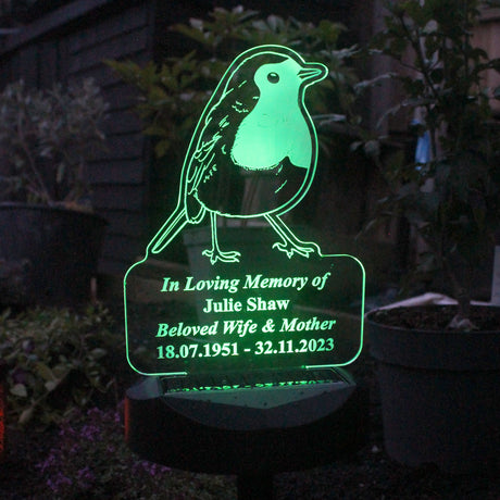 Personalised Robin Memorial Outdoor Solar Light - LED Lighting at Gift Moments