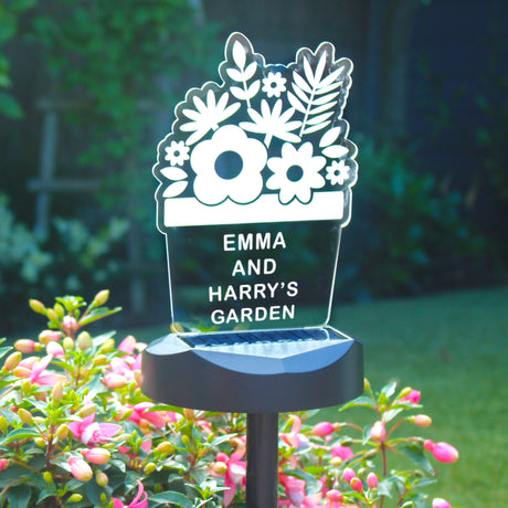 Personalised Plant Pot Outdoor Solar Light - LED Lighting at Gift Moments