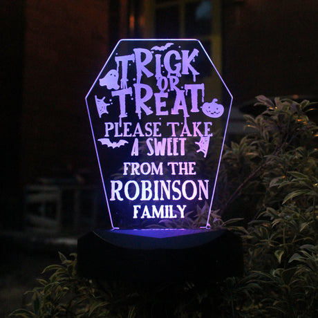 Personalised Trick or Treat Halloween Solar Light - LED Lighting at Gift Moments