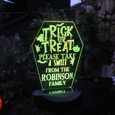 Personalised Trick or Treat Halloween Solar Light - LED Lighting at Gift Moments