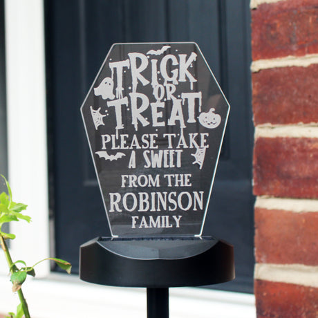 Personalised Trick or Treat Halloween Solar Light - LED Lighting at Gift Moments