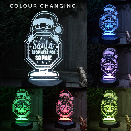 Personalised Santa Stop Here Sign Outdoor Solar Light - LED Lighting at Gift Moments