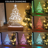 Personalised Christmas Tree Wooden Based LED Light - LED Lighting at Gift Moments