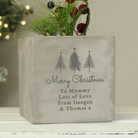 Personalised Christmas Tree Concrete Planter - Vases & Plant Pots at Gift Moments