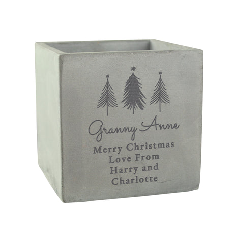 Personalised Christmas Tree Concrete Planter - Vases & Plant Pots at Gift Moments