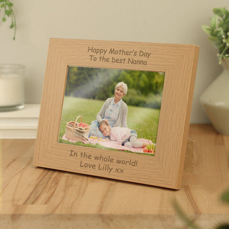 Personalised Landscape 5x7 Oak Finish Photo Frame - Photo Frames at Gift Moments