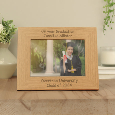 Personalised Landscape 5x7 Oak Finish Photo Frame - Photo Frames at Gift Moments