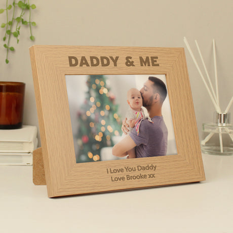 Personalised Daddy & Me Oak Photo Frame: 2 - Photo Frames By Gift Moments