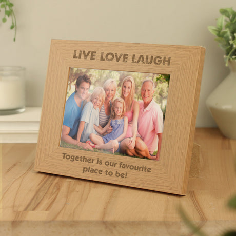 Personalised Live Love Laugh Oak Finish Photo Frame - Photo Frames at Gift Moments