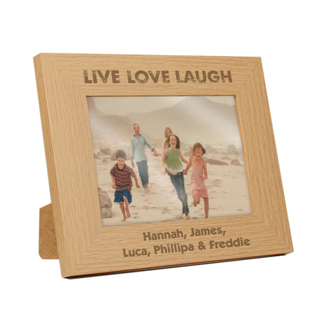 Personalised Live Love Laugh Oak Finish Photo Frame - Photo Frames at Gift Moments