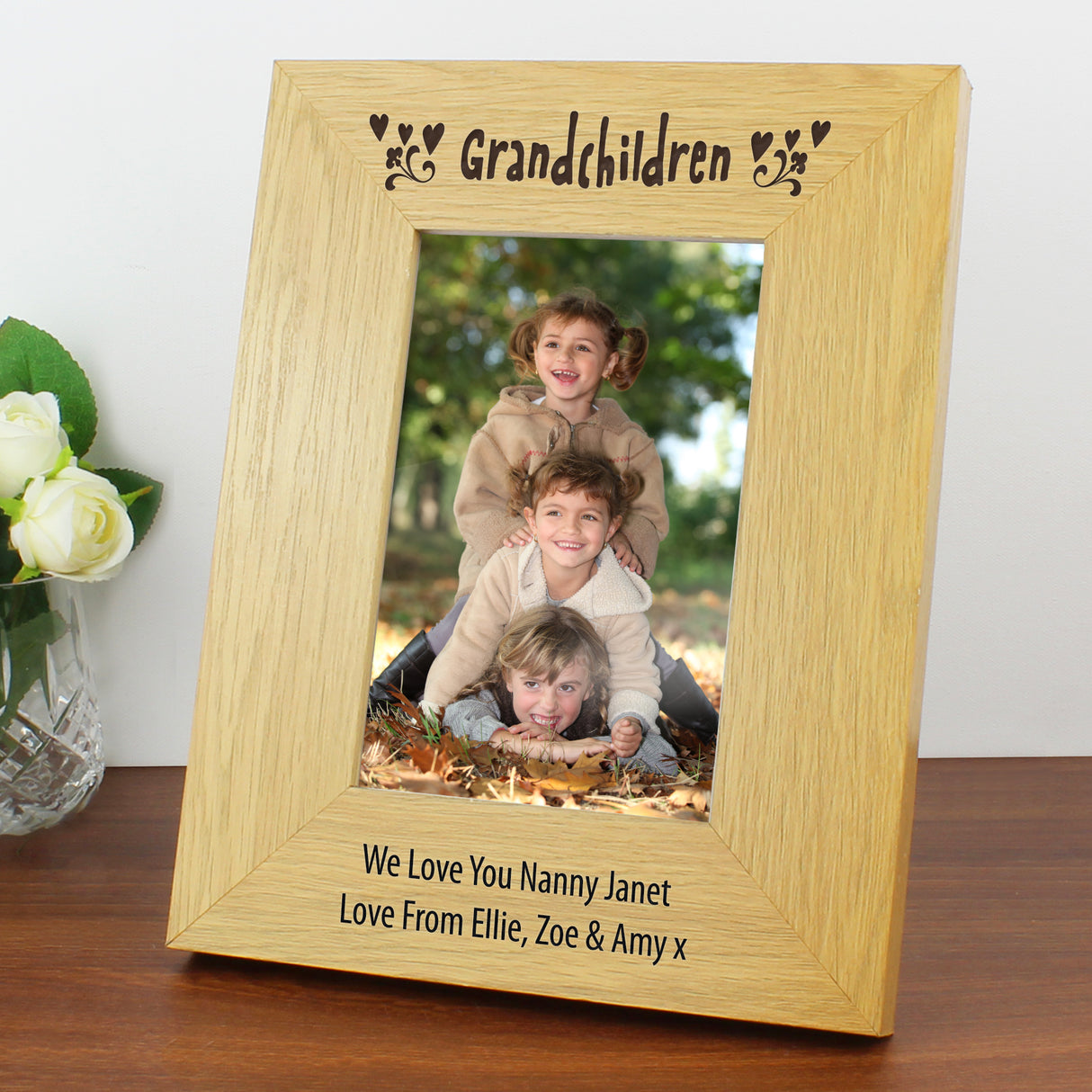 Personalised Oak Finish 6x4 Grandchildren Frame: 1 - Photo Frames By Gift Moments