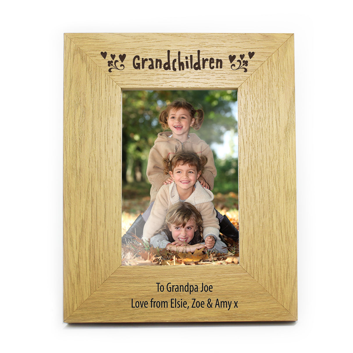 Personalised Oak Finish 6x4 Grandchildren Frame: 2 - Photo Frames By Gift Moments