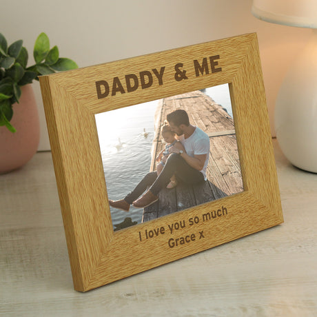 Personalised Oak Finish Daddy & Me Frame: 1 - Photo Frames By Gift Moments