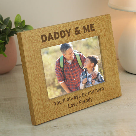 Personalised Oak Finish Daddy & Me Frame: 2 - Photo Frames By Gift Moments