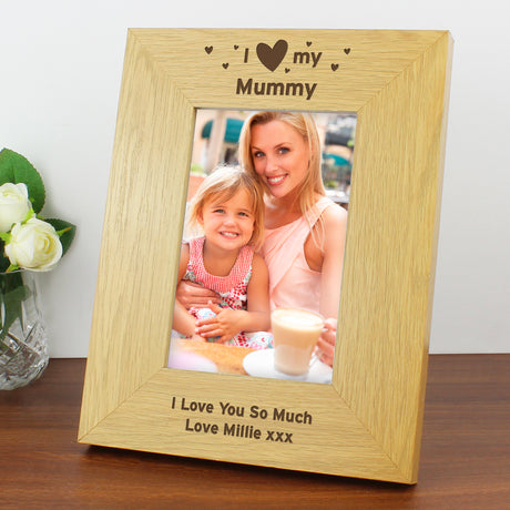 Personalised Oak Finish I Heart My Photo Frame: 1 - Photo Frames By Gift Moments