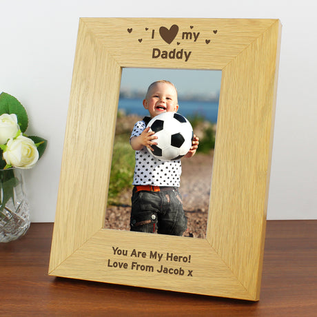 Personalised Oak Finish I Heart My Photo Frame: 3 - Photo Frames By Gift Moments