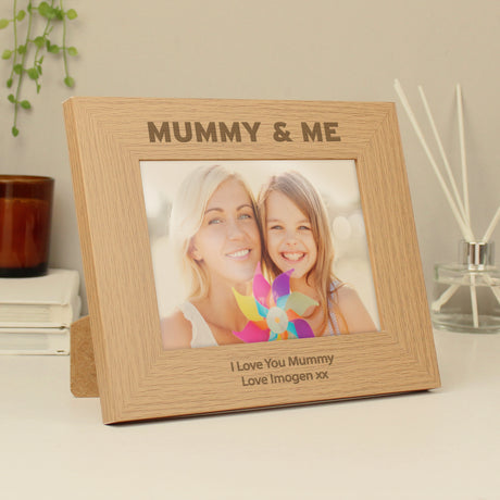 Personalised Mummy & Me Oak Photo Frame: 2 - Photo Frames By Gift Moments