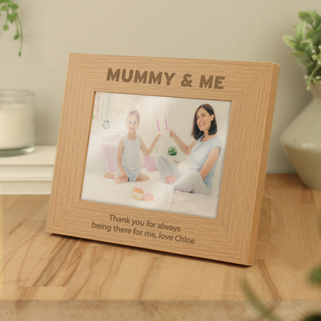 Personalised Mummy & Me Oak Photo Frame: 3 - Photo Frames By Gift Moments