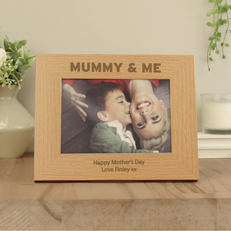 Personalised Mummy & Me Oak Photo Frame: 1 - Photo Frames By Gift Moments