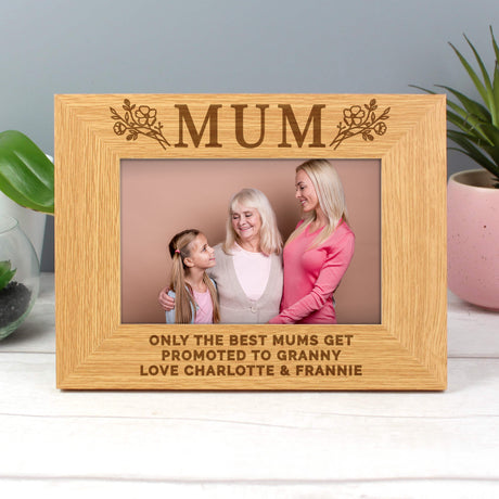 Personalised Floral Mum Oak Photo Frame 6x4: 7 - Photo Frames By Gift Moments