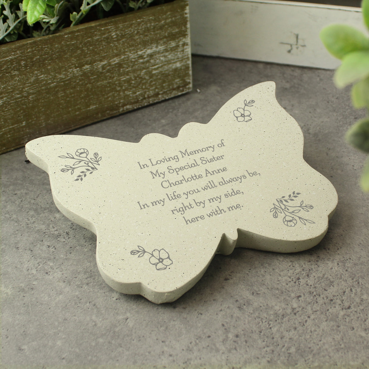 Personalised Floral Memorial Resin Butterfly Default Title - Memorials at Gift Moments